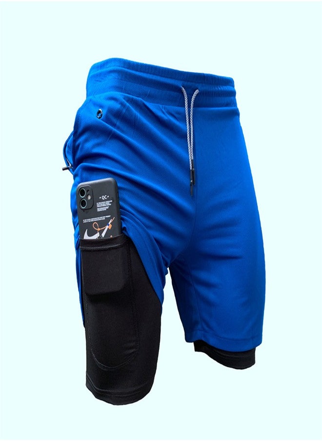 Men's 2-in-1 Quick Drying Casual Fitness Shorts Blue
