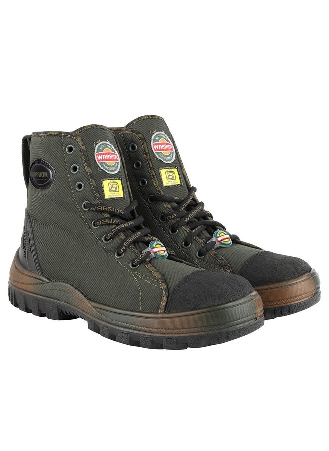 Liberty Warrior Jungle King Boots for Men, Army Military Boot, Soft Toe, Black & Olive, size-10UK