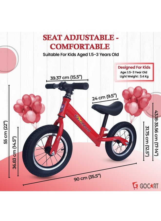 GOCART WITH G LOGO Lightweight Pedal Free Adjustable Seat Spokes Wheel Balance Bmx Bike Bicycle For Girls And Boys (Red, Black), Rigid