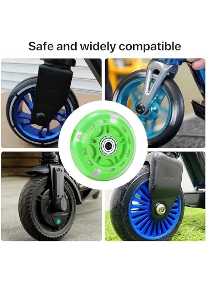 Scooter Replacement Wheels, 1pc LED Flash Wheel 80MM, Mini Maxi Micro Scooter Skate Wheels Flashing Roller Lights Back Rear ABEC-7 80MM for Kids & Teens Indoor Outdoor Skating (Green)