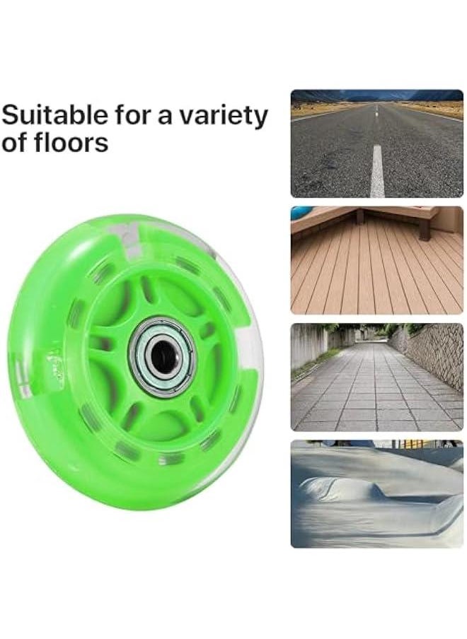 Scooter Replacement Wheels, 1pc LED Flash Wheel 80MM, Mini Maxi Micro Scooter Skate Wheels Flashing Roller Lights Back Rear ABEC-7 80MM for Kids & Teens Indoor Outdoor Skating (Green)