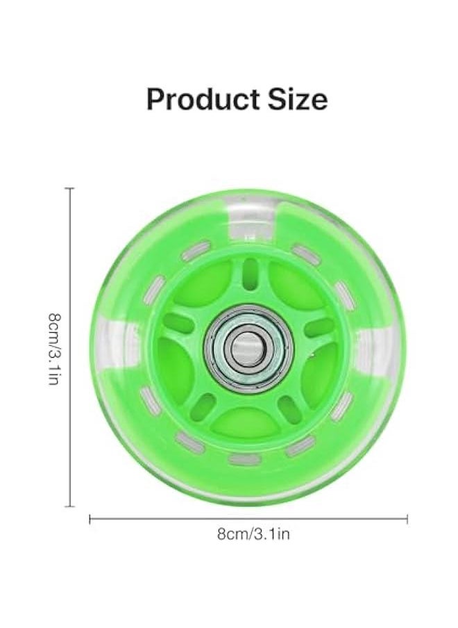 Scooter Replacement Wheels, 1pc LED Flash Wheel 80MM, Mini Maxi Micro Scooter Skate Wheels Flashing Roller Lights Back Rear ABEC-7 80MM for Kids & Teens Indoor Outdoor Skating (Green)