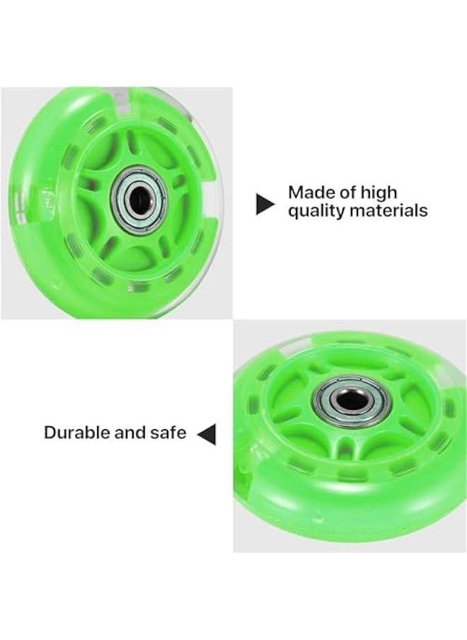 Scooter Replacement Wheels, 1pc LED Flash Wheel 80MM, Mini Maxi Micro Scooter Skate Wheels Flashing Roller Lights Back Rear ABEC-7 80MM for Kids & Teens Indoor Outdoor Skating (Green)