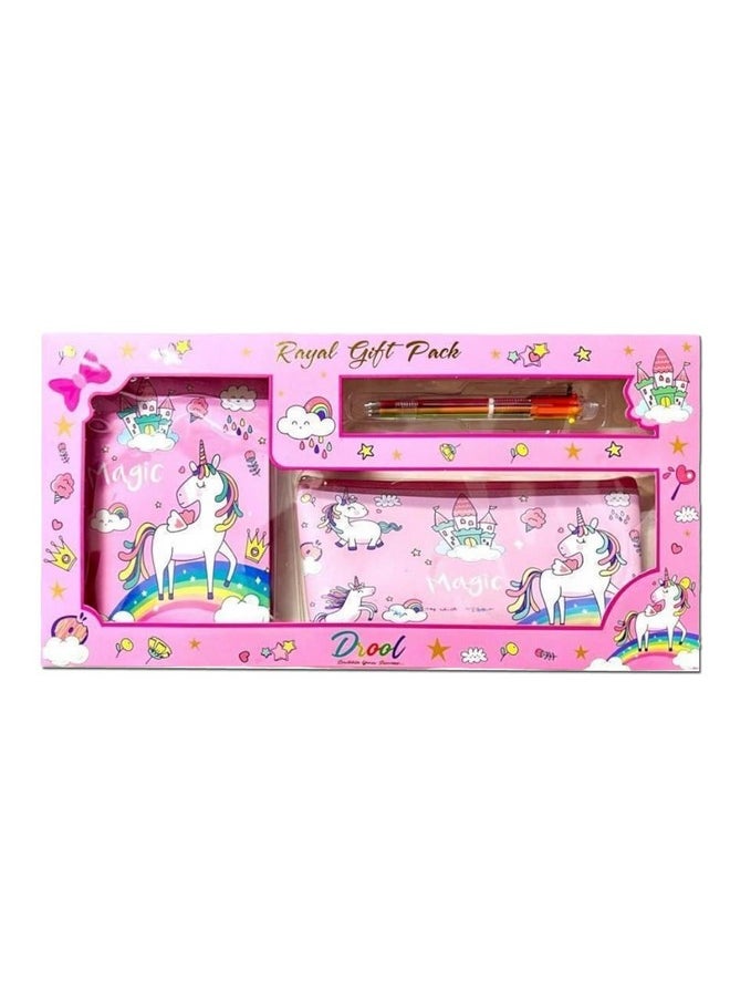Jiada Unicorn Stationery Set for Girls - Includes 1 HB Notebook, 1 Pencil Pouch and 6 Colour Pen