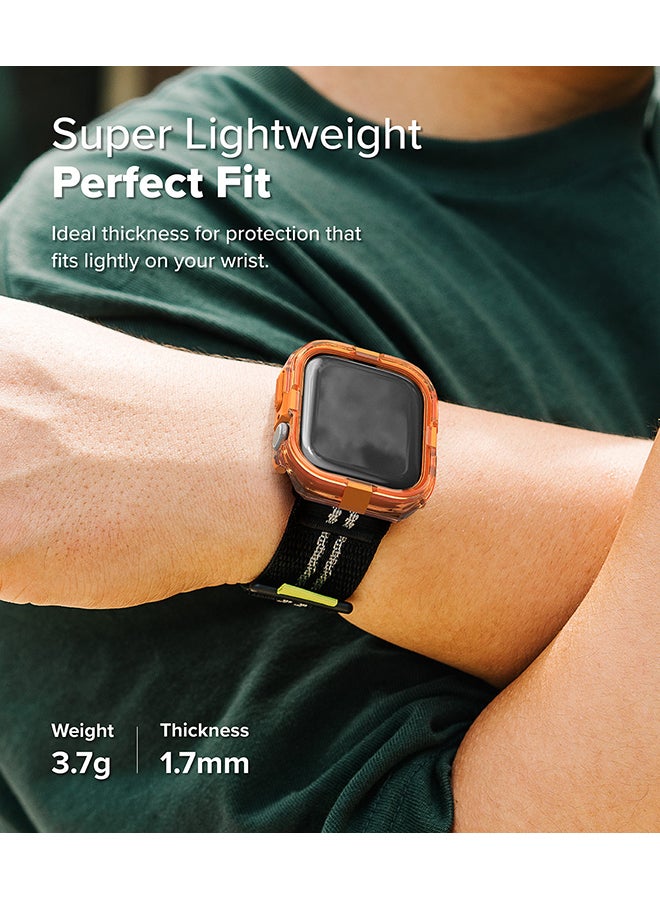 Fusion Bumper For Apple Watch 10 42mm Case, Frame Bumper Protection Double Layered PC TPU Transparent Color Watch Case - Neon Orange