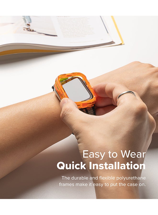 Fusion Bumper For Apple Watch 10 42mm Case, Frame Bumper Protection Double Layered PC TPU Transparent Color Watch Case - Neon Orange