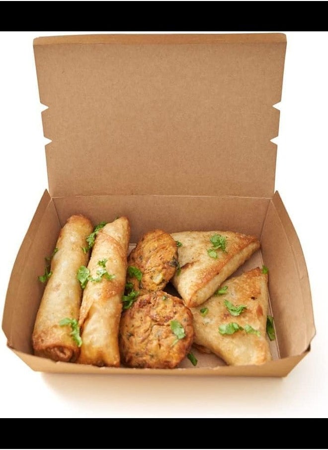 Ecoway Medium Kraft Lunch Box Without Window Food Container Made With Craft Paper For Meals & Dessert, Container, Disposable, Eco-friendly, Compostable, Paperbox Restaurants - Pack Of 120, Brown