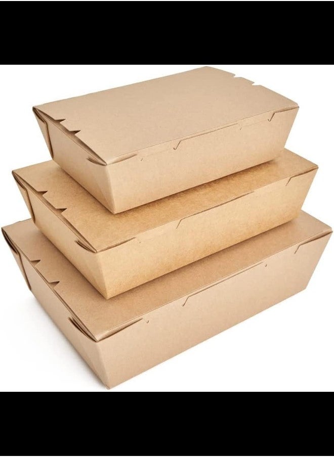 Ecoway Medium Kraft Lunch Box Without Window Food Container Made With Craft Paper For Meals & Dessert, Container, Disposable, Eco-friendly, Compostable, Paperbox Restaurants - Pack Of 120, Brown