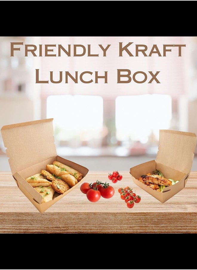 Ecoway Medium Kraft Lunch Box Without Window Food Container Made With Craft Paper For Meals & Dessert, Container, Disposable, Eco-friendly, Compostable, Paperbox Restaurants - Pack Of 120, Brown