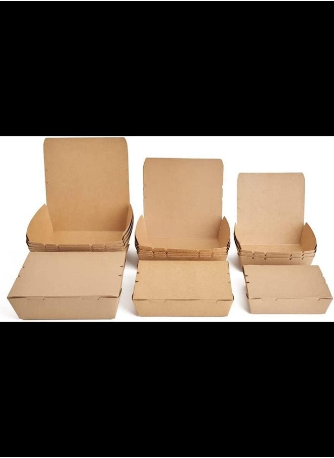 Ecoway Medium Kraft Lunch Box Without Window Food Container Made With Craft Paper For Meals & Dessert, Container, Disposable, Eco-friendly, Compostable, Paperbox Restaurants - Pack Of 120, Brown