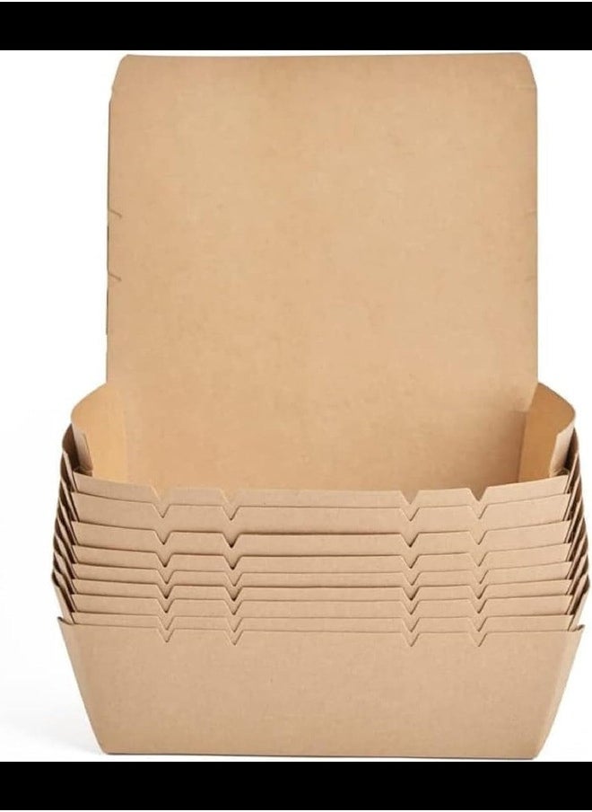 Ecoway Medium Kraft Lunch Box Without Window Food Container Made With Craft Paper For Meals & Dessert, Container, Disposable, Eco-friendly, Compostable, Paperbox Restaurants - Pack Of 120, Brown