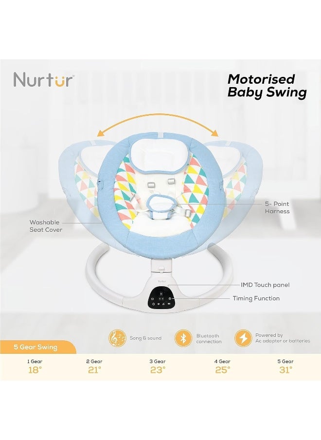 SUPAAR Baby Swings for Infants, Portable Bluetooth Enabled Baby Rocker with 5 Natural Swing Ranges & 10 Preset Sleep Music, Auto-sensing Start-stop System, Remote Control newborn swing