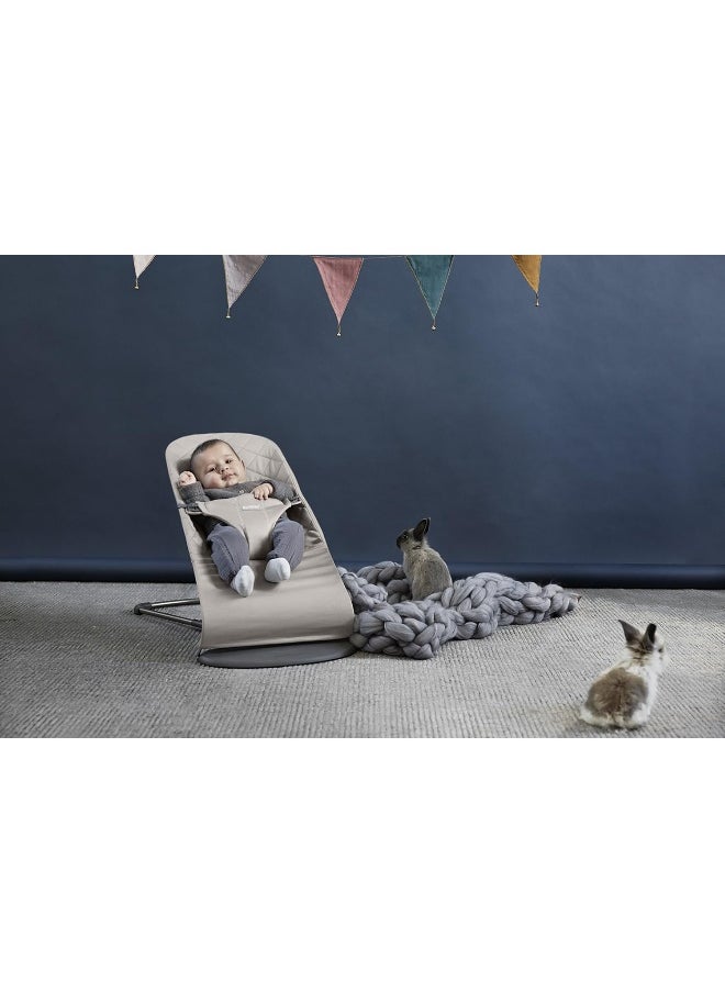 BabyBjörn Fabric Seat for Bouncer, Sand Gray, Cotton, Sand Gray, 1 Count (Pack of 1)