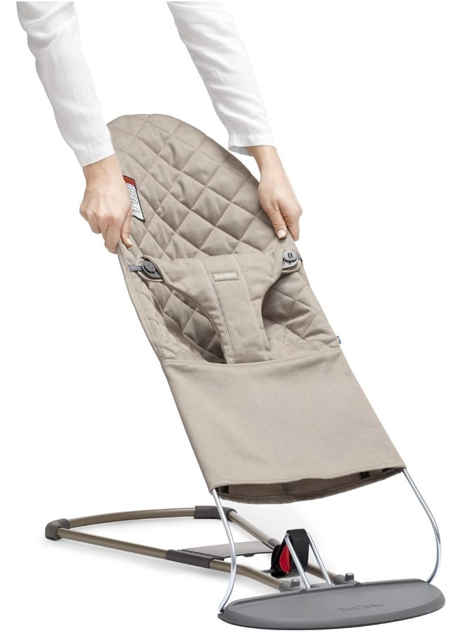 BabyBjörn Fabric Seat for Bouncer, Sand Gray, Cotton, Sand Gray, 1 Count (Pack of 1)