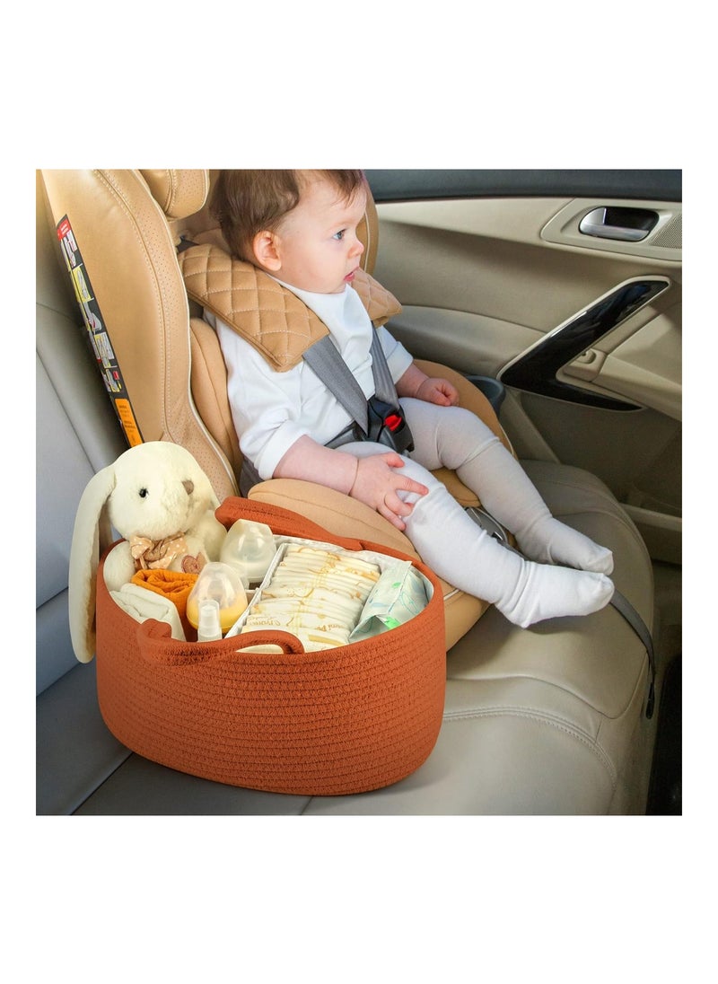 Baby Diaper Caddy Organizer, Cotton Rope Diaper Caddy For Baby Girl And Baby Boy - Glaze