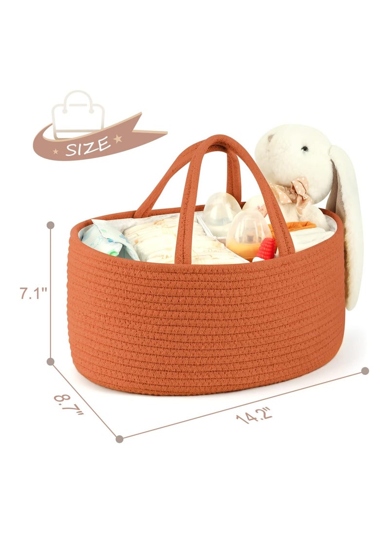 Baby Diaper Caddy Organizer, Cotton Rope Diaper Caddy For Baby Girl And Baby Boy - Glaze