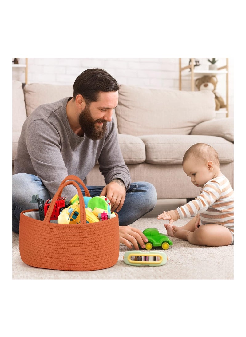 Baby Diaper Caddy Organizer, Cotton Rope Diaper Caddy For Baby Girl And Baby Boy - Glaze