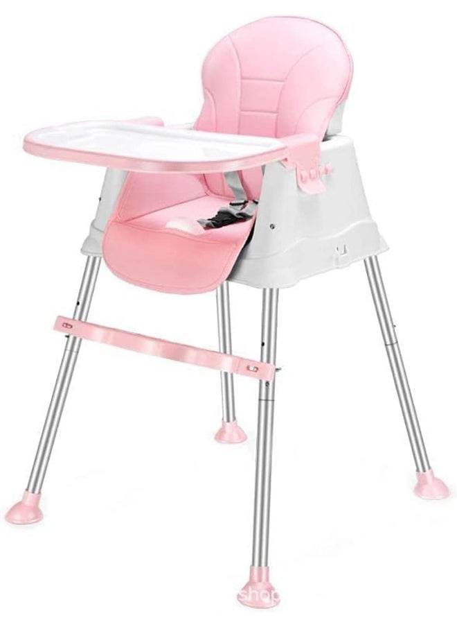 SUPAAR Baby Dining Chair Portable High Chairs, Adjustable Height NEW Foldable Toddler Seat, Safe Toddler's Dining Chair with Meal Tray for Your Baby (pink)