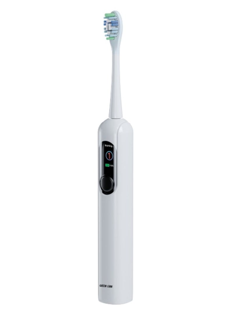 4-Mode Cleaning Smart Toothbrush 28400 VPM with TFT Display & 2 Replaceable Heads / Nylon Bristles / Battery Level Display & Language Setting / Up to 50 Days Working Time / 100 Uses Single Charge - White