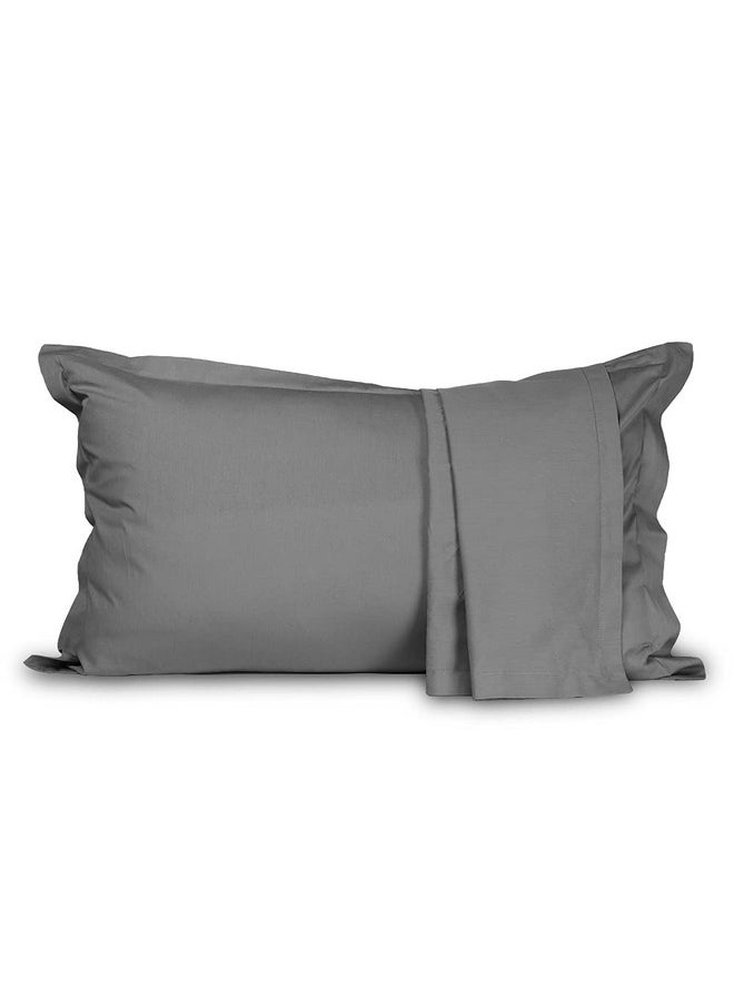 Wakefit Solid Pillow Cover | Premium Cotton 144 TC Pillow Covers Standard - 18 x 27 inches (Grey - Set of 2)