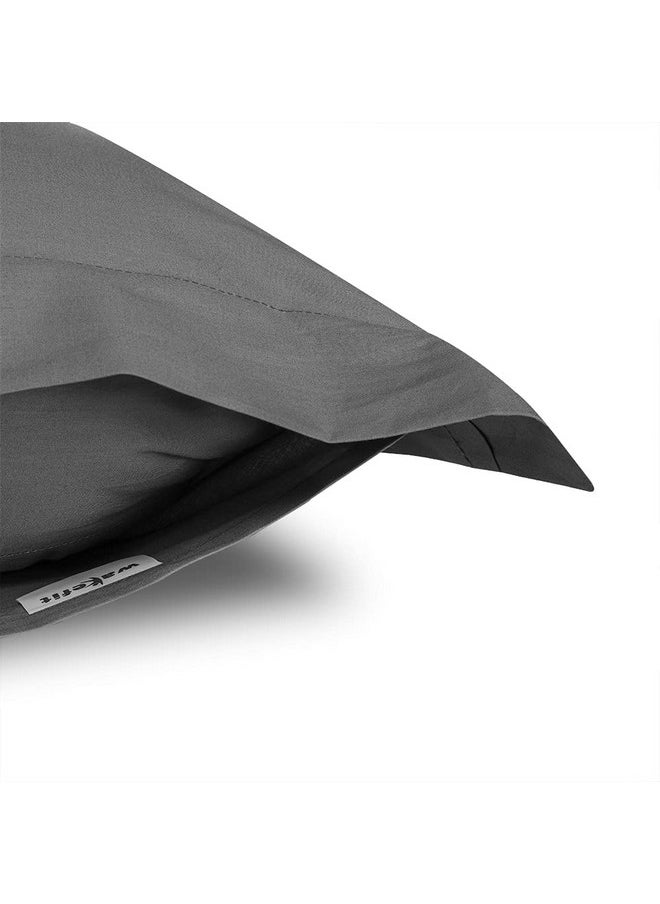 Wakefit Solid Pillow Cover | Premium Cotton 144 TC Pillow Covers Standard - 18 x 27 inches (Grey - Set of 2)