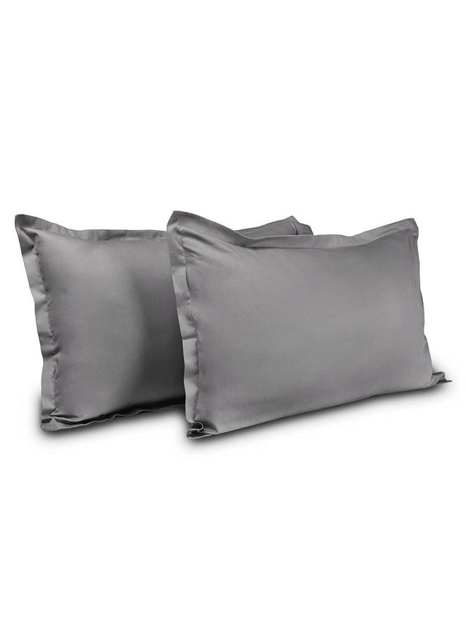 Wakefit Solid Pillow Cover | Premium Cotton 144 TC Pillow Covers Standard - 18 x 27 inches (Grey - Set of 2)