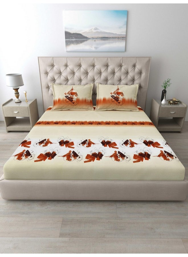 MAFATLAL Classics -186 TC Pure Mercerized Cotton King Size Bedsheet 108x108 inches (Cream)