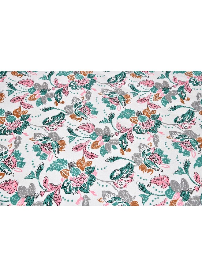 MAFATLAL Pure Cotton Floral Jaipuri King Size Bedsheet for Double Bed with 2 Pillow Covers- 144TC (Pink 6)