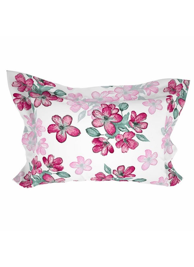 Welspun Microfiber Double Bedsheet (220 Cm X 240 Cm / 43 Cm X 68 Cm) | 105 Tc Sateen Floral Bedsheet & Pillow Covers Set (Lucent White)- Adore