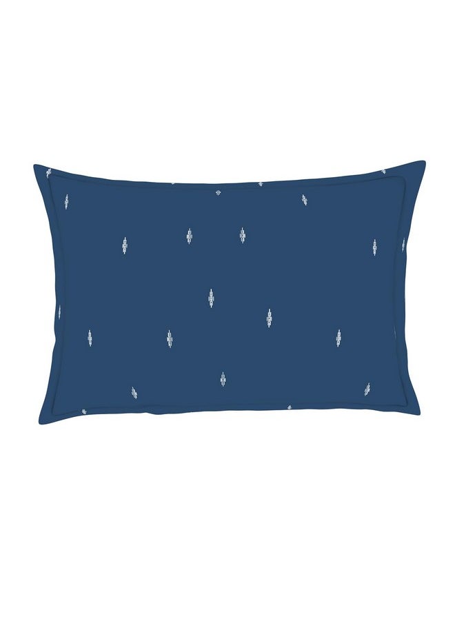 Welspun 100% Cotton Double Bedsheet (224Cm X 254 Cm / 43 Cm X 68 Cm) | 144 Tc Percale Geometric Bedsheet & Pillow Covers Set (Blue Sapphire)- Anti Bacterial