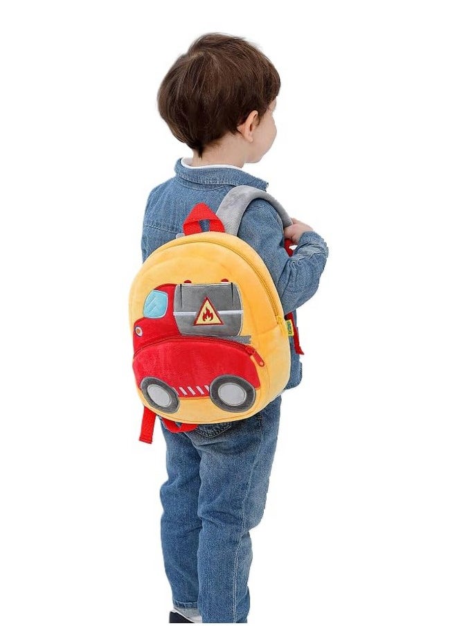 blue tree School Bag for Cute Kids for (1-6 Years), Preschool Soft Plush Oil Tanker Truck for Toddlers, Embroidery Travel Backpack for Baby Boys