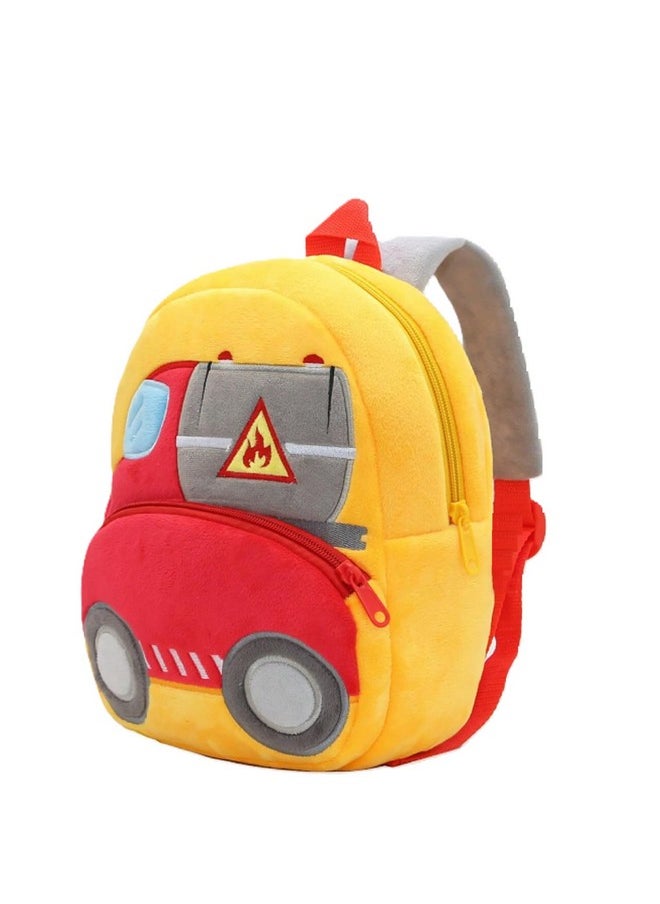 blue tree School Bag for Cute Kids for (1-6 Years), Preschool Soft Plush Oil Tanker Truck for Toddlers, Embroidery Travel Backpack for Baby Boys