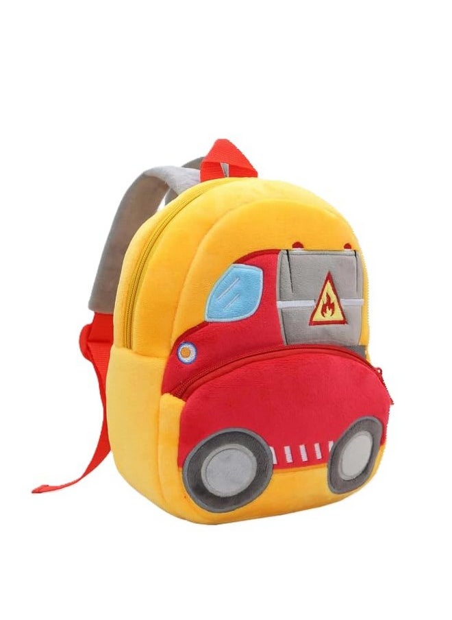 blue tree School Bag for Cute Kids for (1-6 Years), Preschool Soft Plush Oil Tanker Truck for Toddlers, Embroidery Travel Backpack for Baby Boys