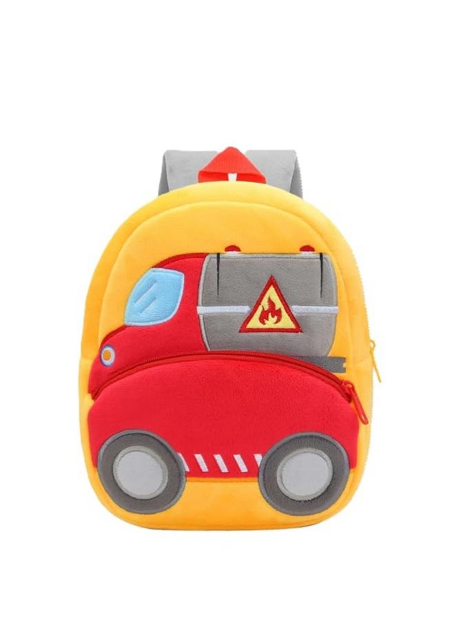 blue tree School Bag for Cute Kids for (1-6 Years), Preschool Soft Plush Oil Tanker Truck for Toddlers, Embroidery Travel Backpack for Baby Boys