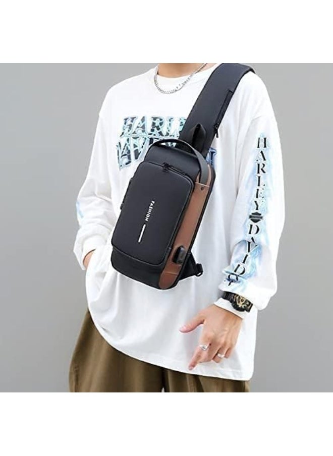 SUPAAR Anti theft Crossbody Sling bag, Shoulder Backpack, Lightweight Chest Daypack with USB Charging Ports