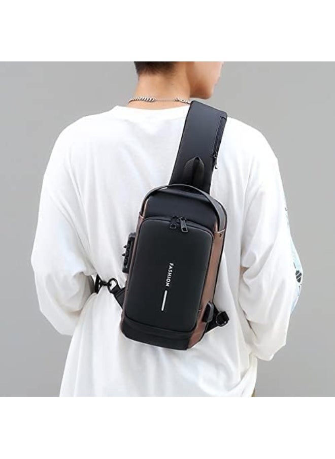 SUPAAR Anti theft Crossbody Sling bag, Shoulder Backpack, Lightweight Chest Daypack with USB Charging Ports