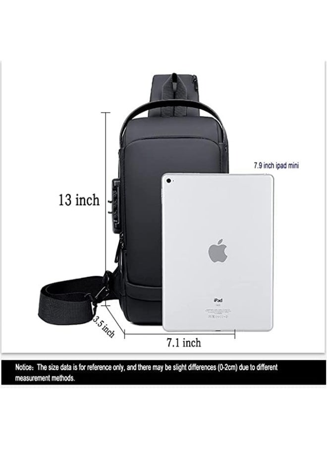 SUPAAR Anti theft Crossbody Sling bag, Shoulder Backpack, Lightweight Chest Daypack with USB Charging Ports
