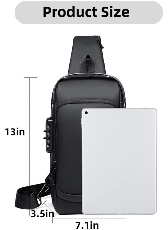 SUPAAR Anti Theft Sling Bag Crossbody Shoulder Bags Waterproof Travel Chest Pack with USB Charging Port