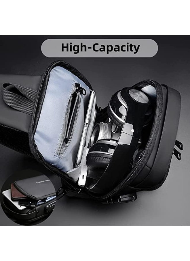 SUPAAR Anti Theft Sling Bag Crossbody Shoulder Bags Waterproof Travel Chest Pack with USB Charging Port
