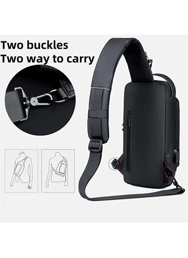 SUPAAR Anti Theft Sling Bag Crossbody Shoulder Bags Waterproof Travel Chest Pack with USB Charging Port