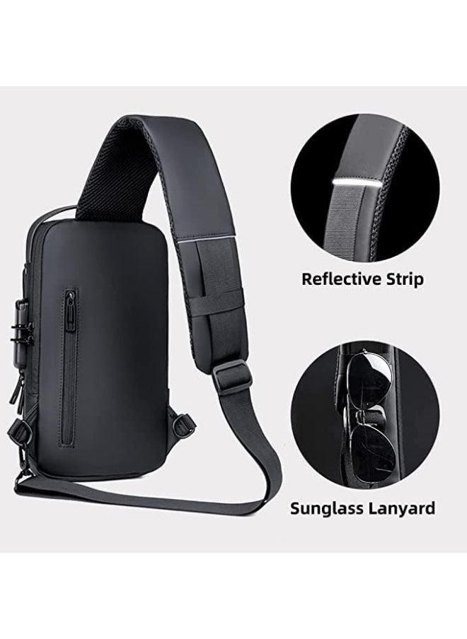 SUPAAR Anti Theft Sling Bag Crossbody Shoulder Bags Waterproof Travel Chest Pack with USB Charging Port