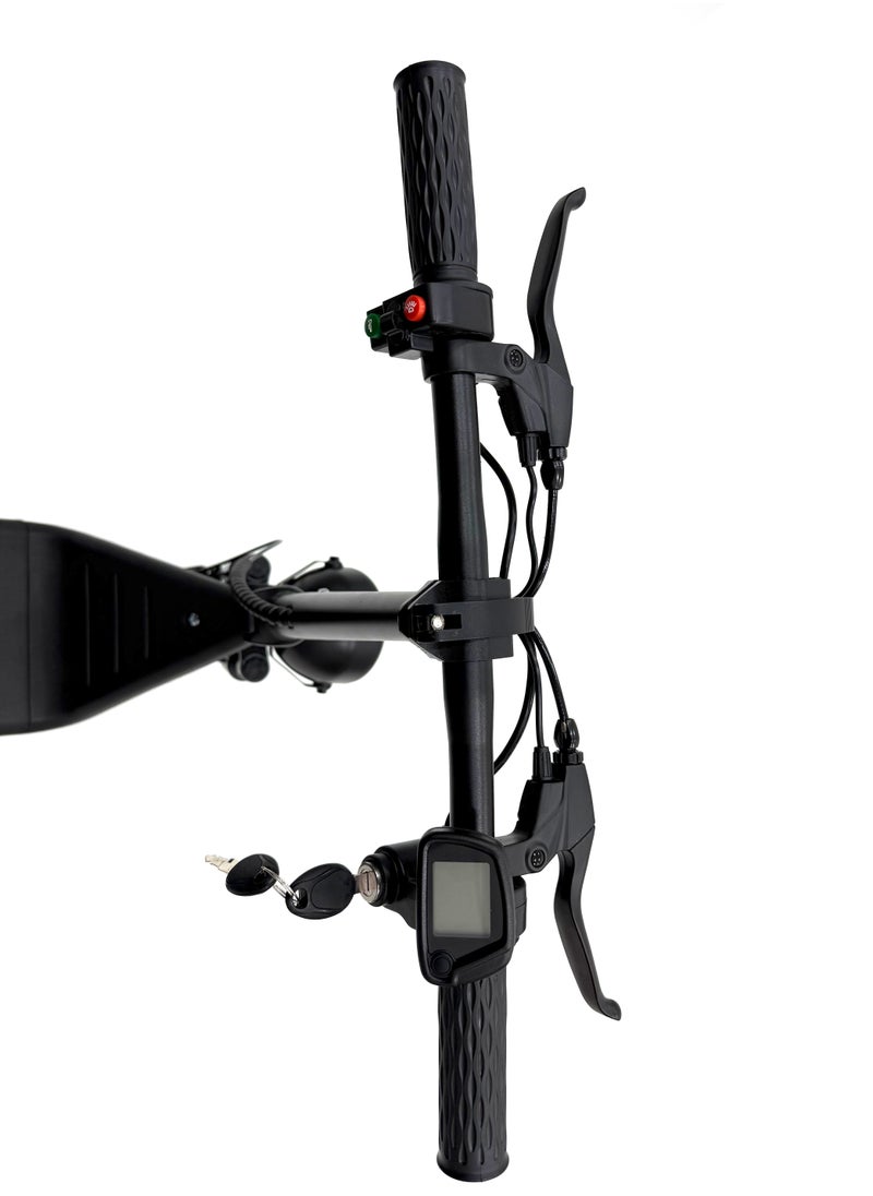 Scooter model RALLY-B2-BASKET, Recommended for adults, 48V 10AH litthium battery, Maximum riding distance is 30km, Maximum speed is 35km/h, Black color