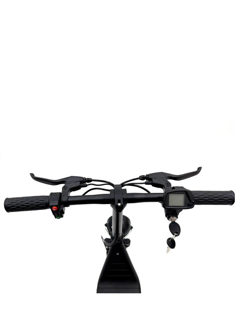 Scooter model RALLY-B2-SEAT, Recommended for adults, 48V 10AH litthium battery, Maximum riding distance is 30km, Maximum speed is 35km/h, Black color