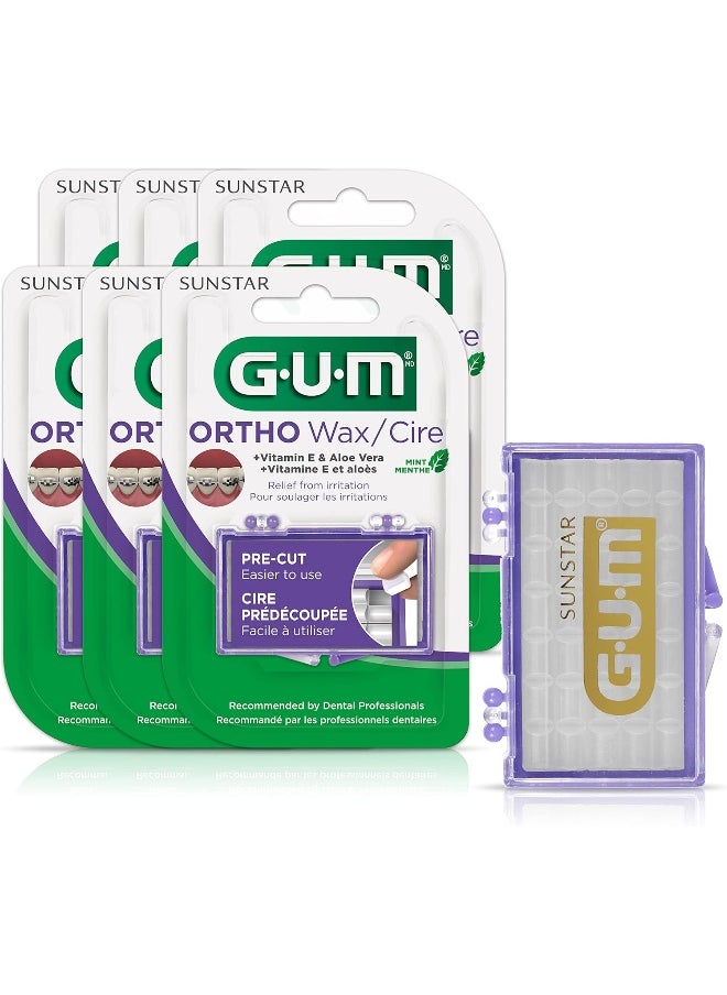 GUM Orthodontic Wax, Mint with Vitamin E and Aloe Vera (Pack of 6)