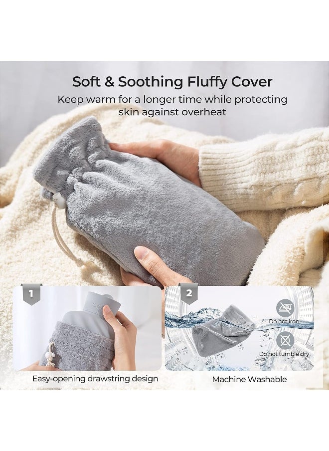 MEETRUE Microwaveable Silicone Hot Water Bottle with Cover(1 Liter)