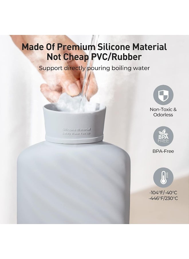 MEETRUE Microwaveable Silicone Hot Water Bottle with Cover(1 Liter)