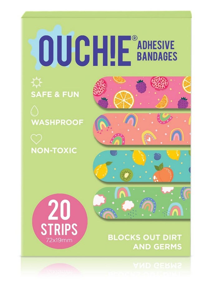 Aya Papaya Ouchie Non-Toxic Printed Bandages Double Combo (40 Pack) - Pink & Lime Green