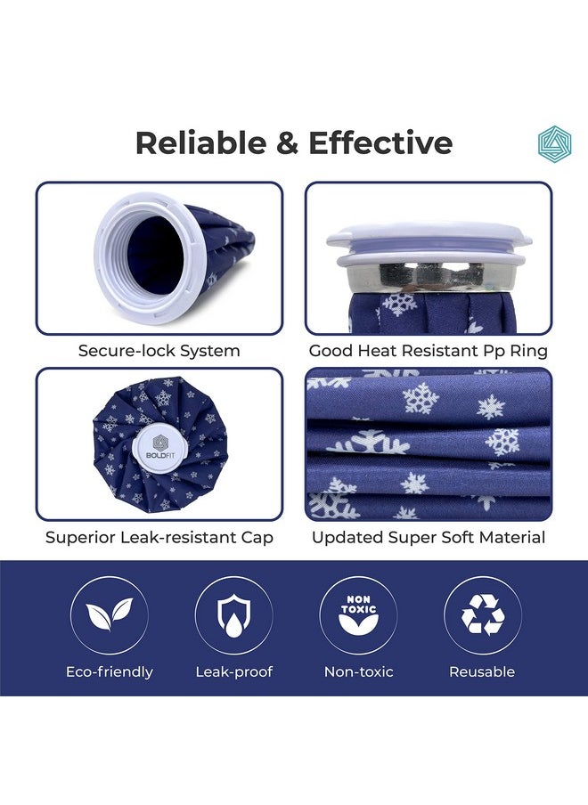 Boldfit Hot Water Bag Ice bag for Pain Relief 9inch Cold Ice Pack Bag for Pain Relief - Cold Water Bag for Pain Relief, Injuries, and Cold Therapy Comes with Leakfree Closure - Blue Snowflakes, 9 Inch