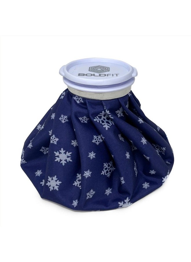 Boldfit Hot Water Bag Ice bag for Pain Relief 9inch Cold Ice Pack Bag for Pain Relief - Cold Water Bag for Pain Relief, Injuries, and Cold Therapy Comes with Leakfree Closure - Blue Snowflakes, 9 Inch