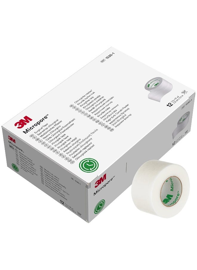 Micropore 3M™ Surgical Tape 1530-1, 1 IN x 10 YD (2.5cm x 9.1m), 12 Rolls/Carton